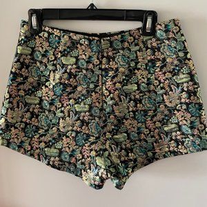 Gold Turquoise Patterned Shorts